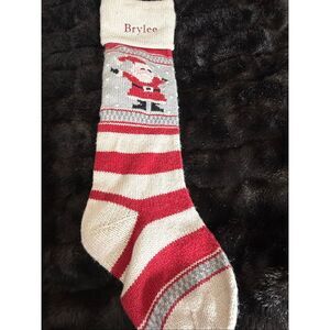 Pottery Barn Kids Fair Isle wool Knit Christmas stocking gray red santa claus